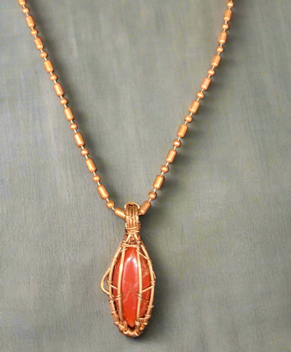 iamevibez Custom Wire Wrapped Red Coral Necklace