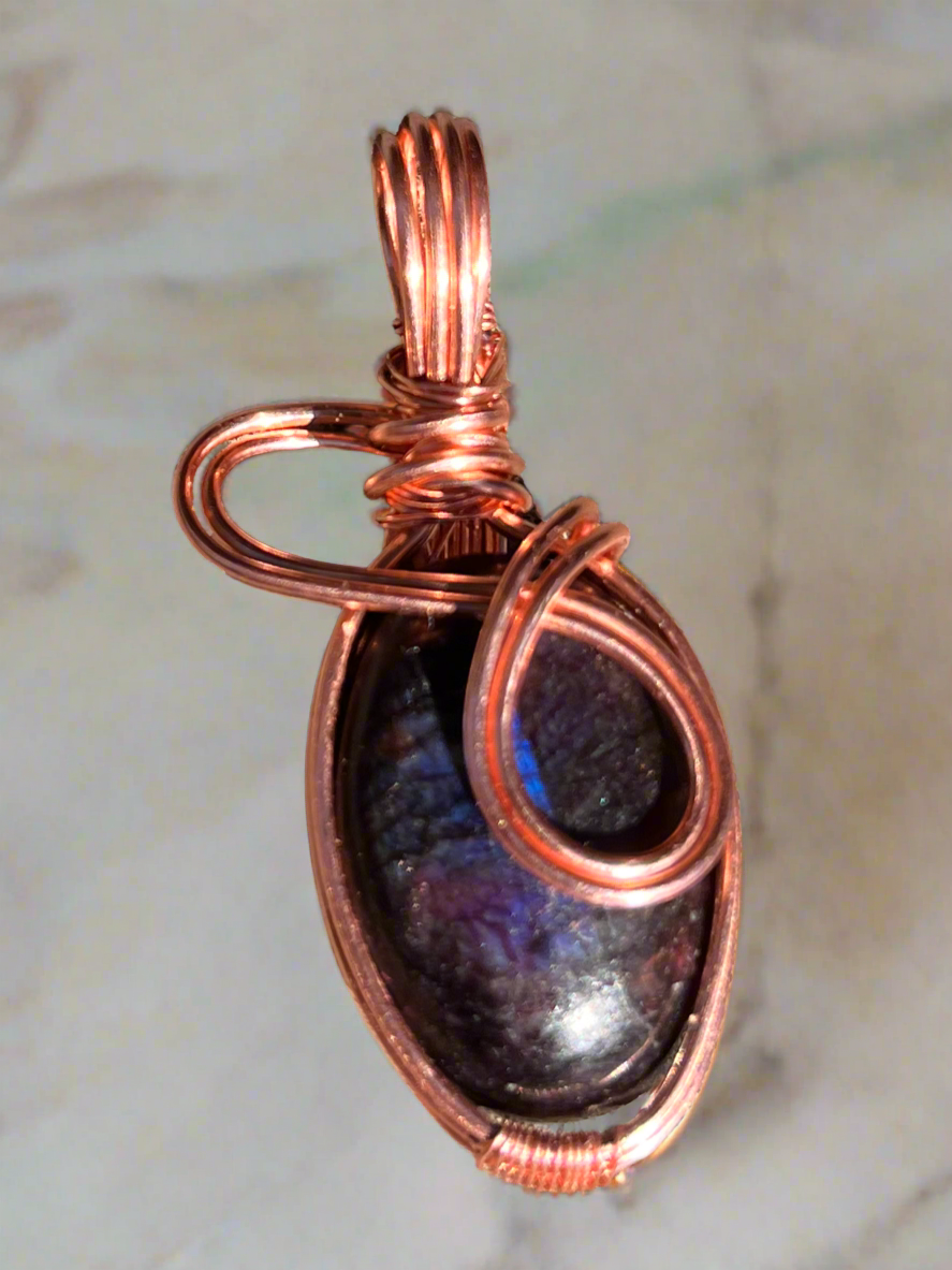 iamevibez Custom Copper & Labradorite Wire Wrapped Necklace