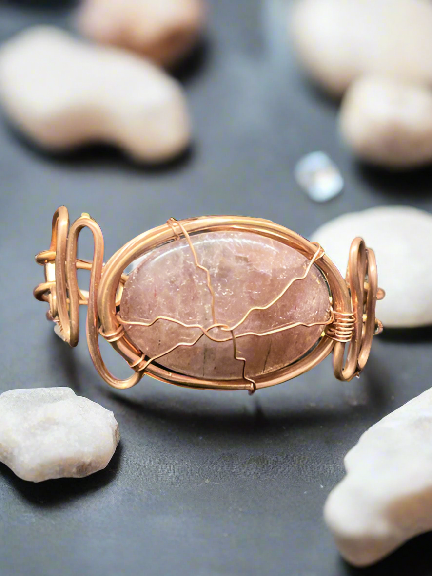 iamevibez Custom Wire Wrapped Strawberry Quartz Necklace