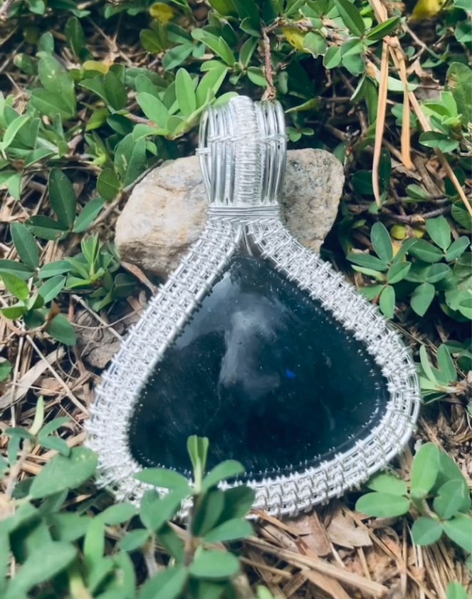 Silver Plated Copper Moss Agate Pendant