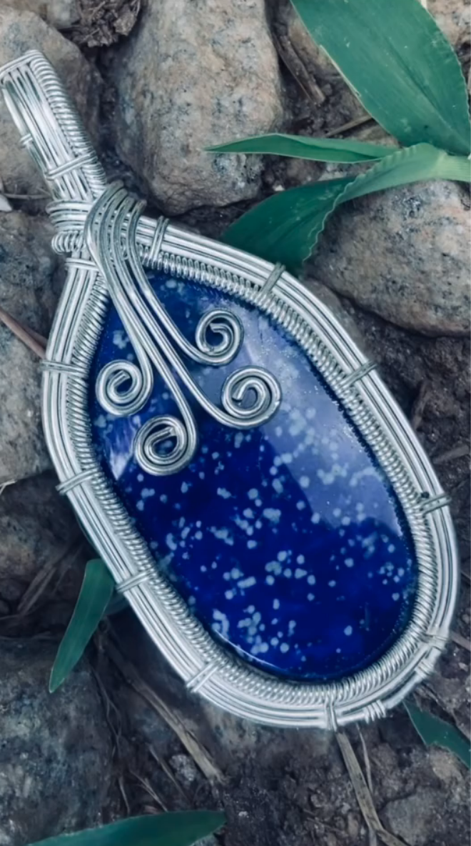 Lapis Lazuli Silver Plated copper Pendant