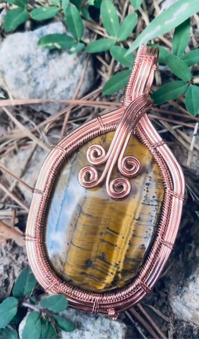 Pure Copper Tiger's eye pendant #2