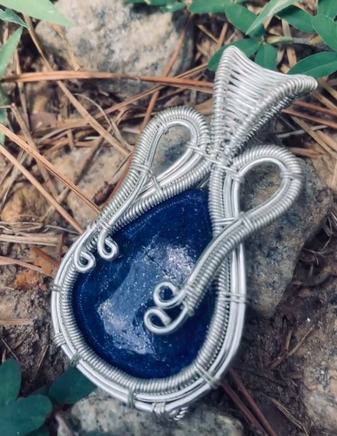 Lapis Lazuli Silver Plated Copper Pendant