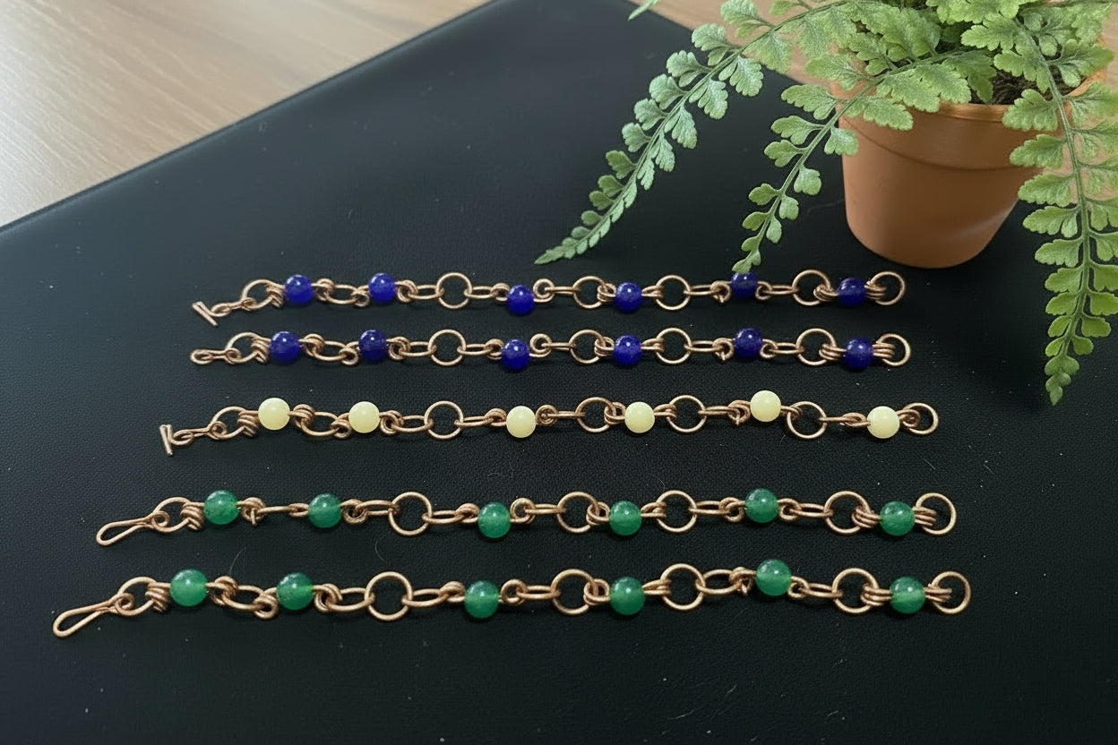 Copper 8mm or 12mm crystal bracelet