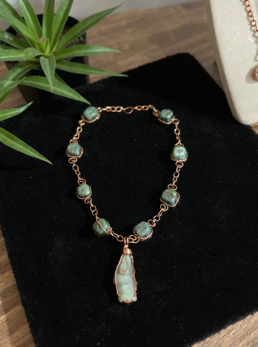 Yvng Gahd Jade and Green Aventurine Beaded Necklace