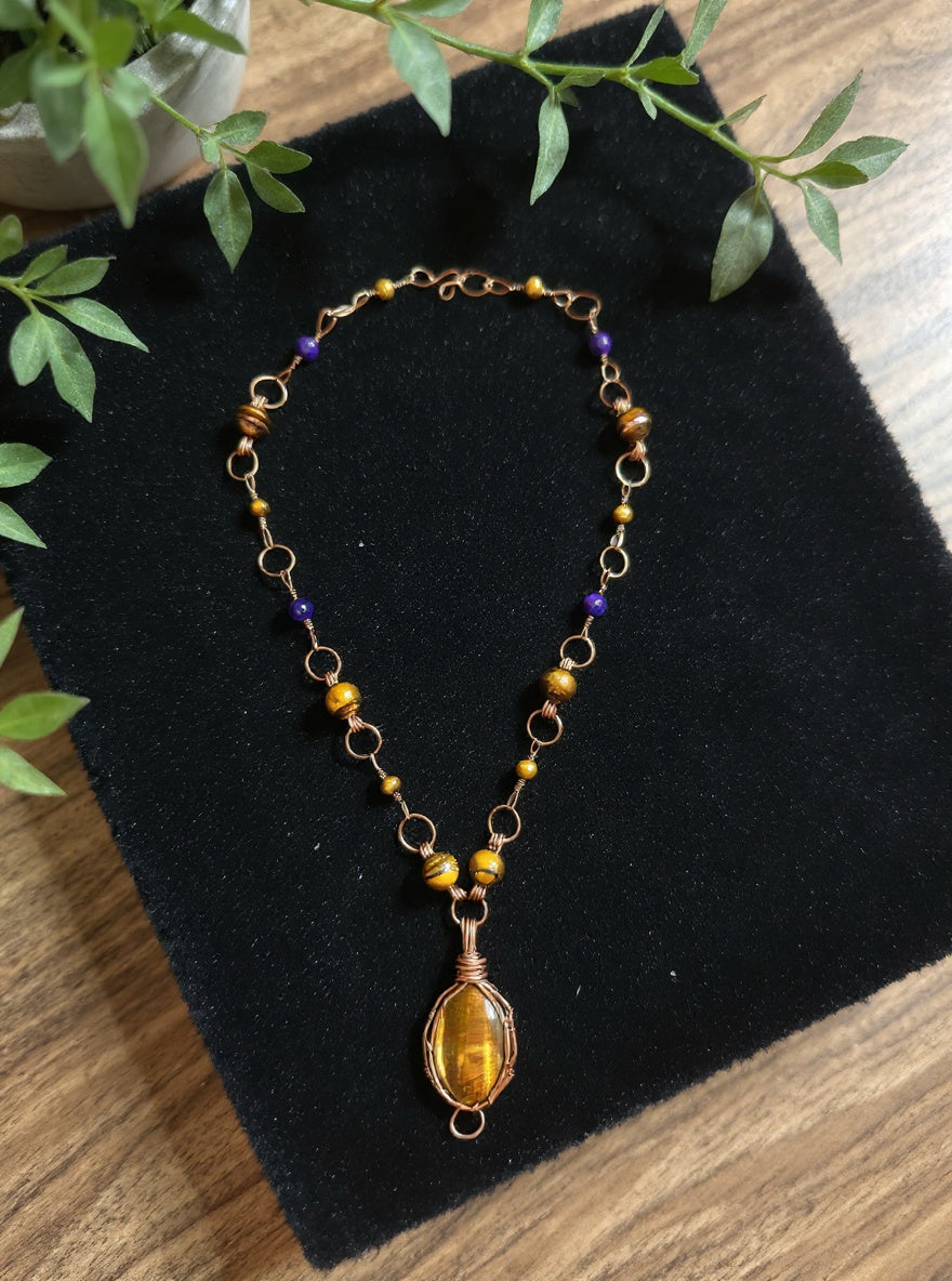 Yvng Gahd Brown/Blue Tigers Eye Prosperity Necklace