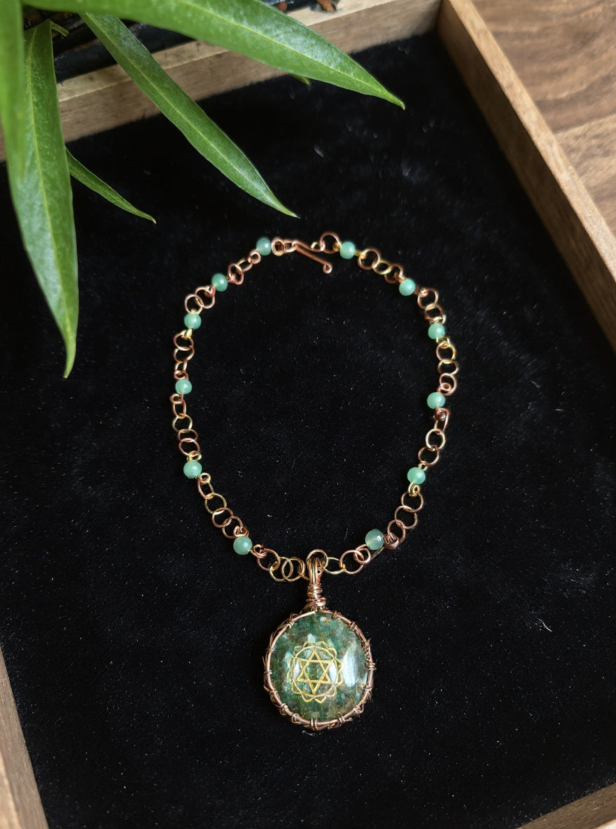 Yvng Gahd Chakra Green Aventurine Beaded Necklace