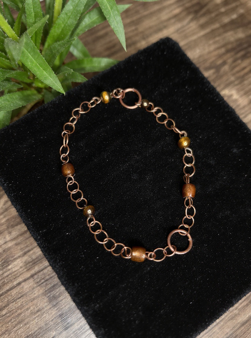 Yvng Gahd African Wood/Tigers Eye Necklace