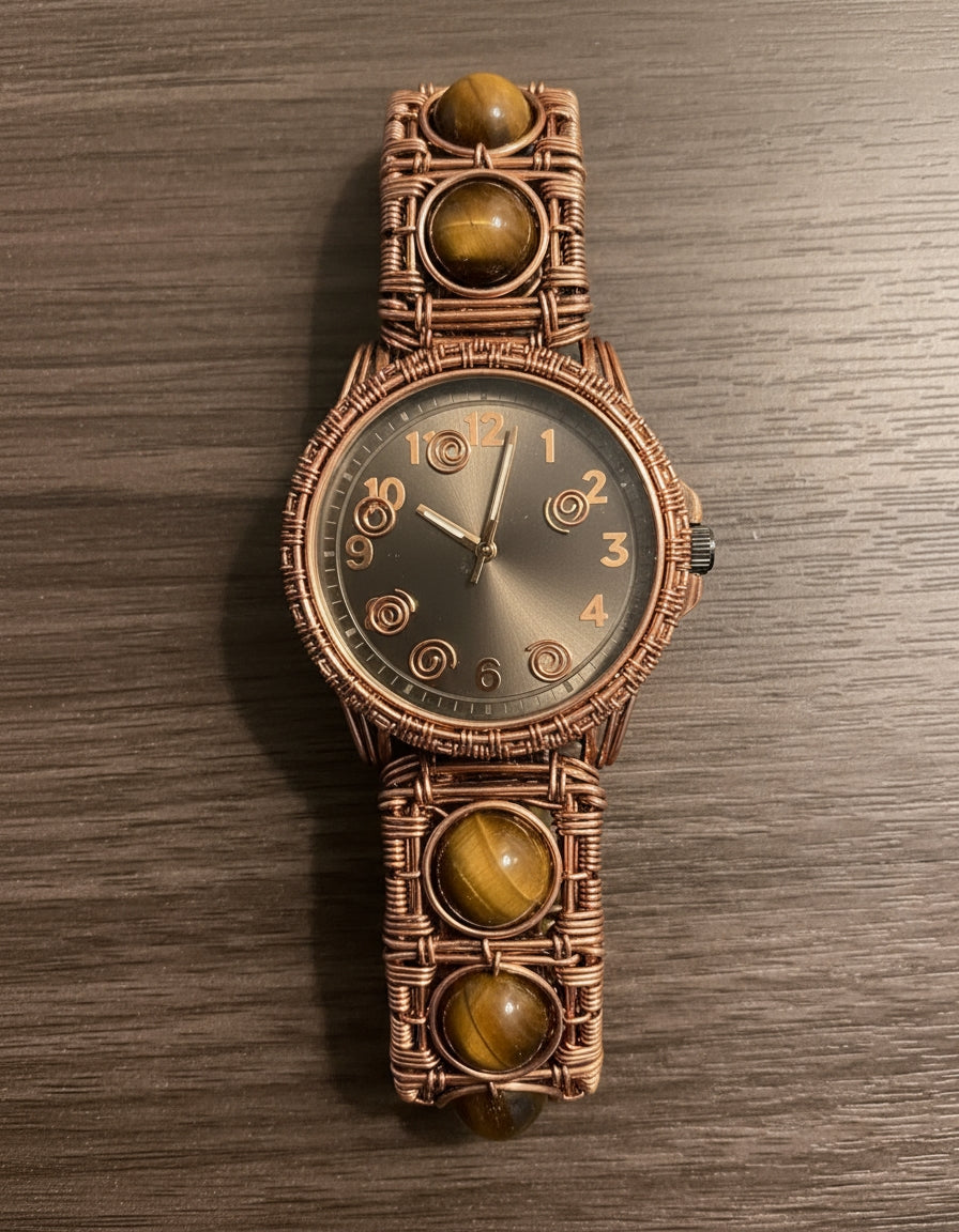 Wire Wrapped Tigers Eye Watch