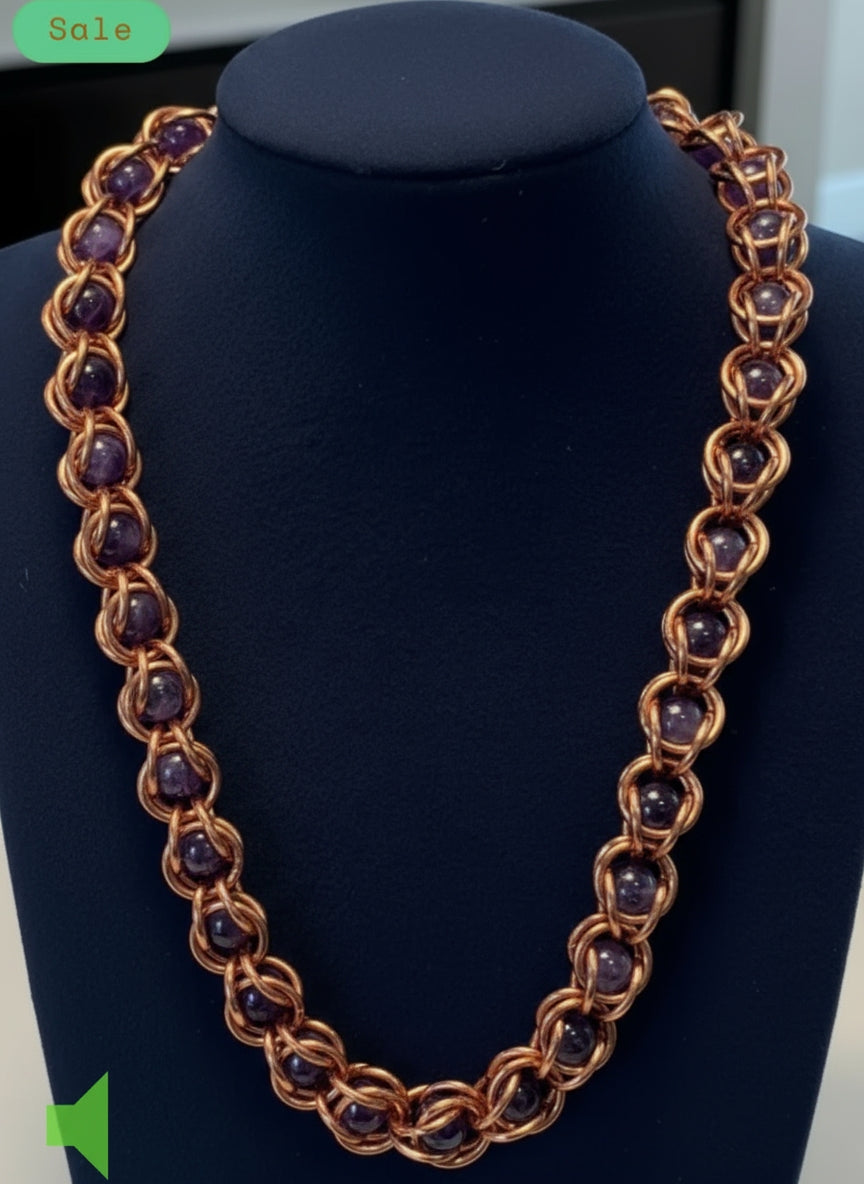iamevibez Chunky Amethyst Byzantine Chain