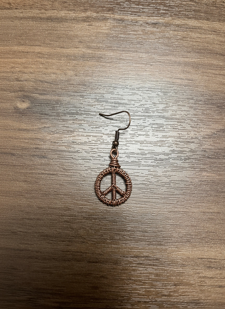 Copper Wire Wrapped Hoop Earring