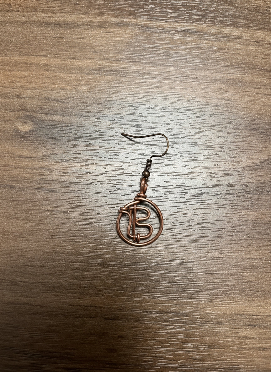 Copper Wire Wrapped Hoop Earring
