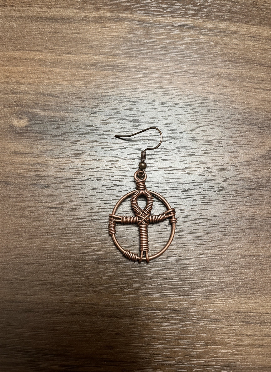 Copper Wire Wrapped Hoop Earring