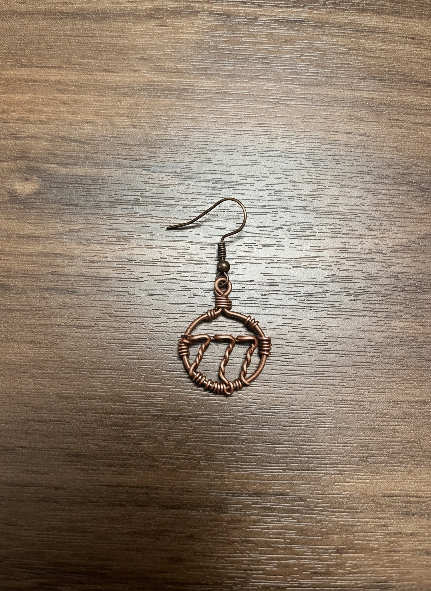 Copper Wire Wrapped Hoop Earring