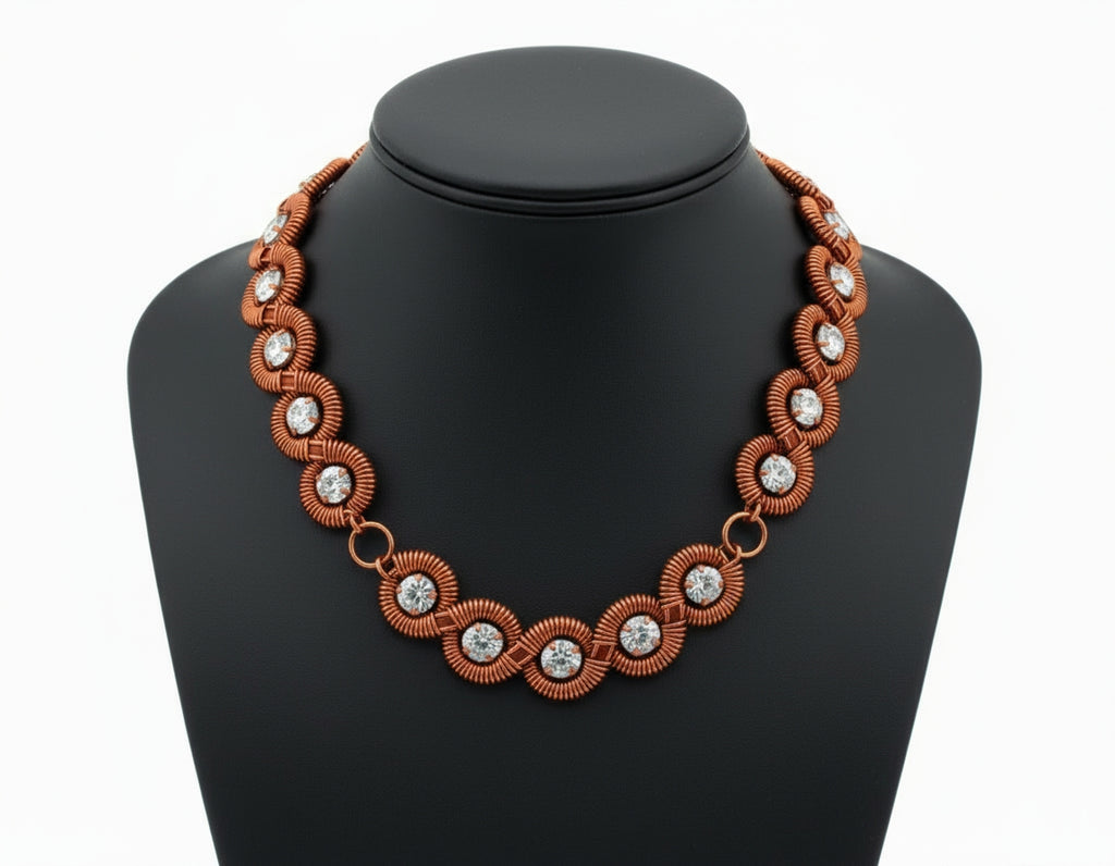 Copper Wire Wrapped Moissanite Tennis chain Design #3