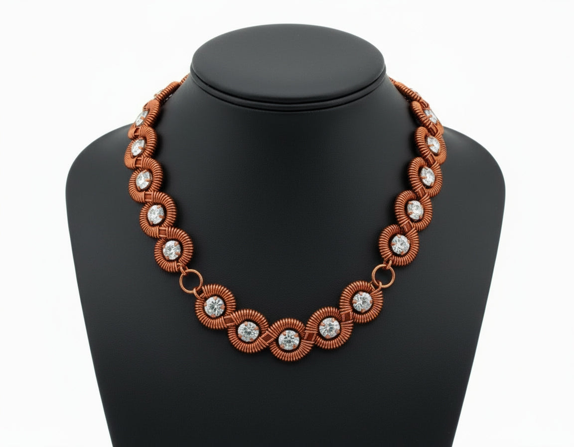 Copper Wire Wrapped Moissanite Tennis chain Design #3