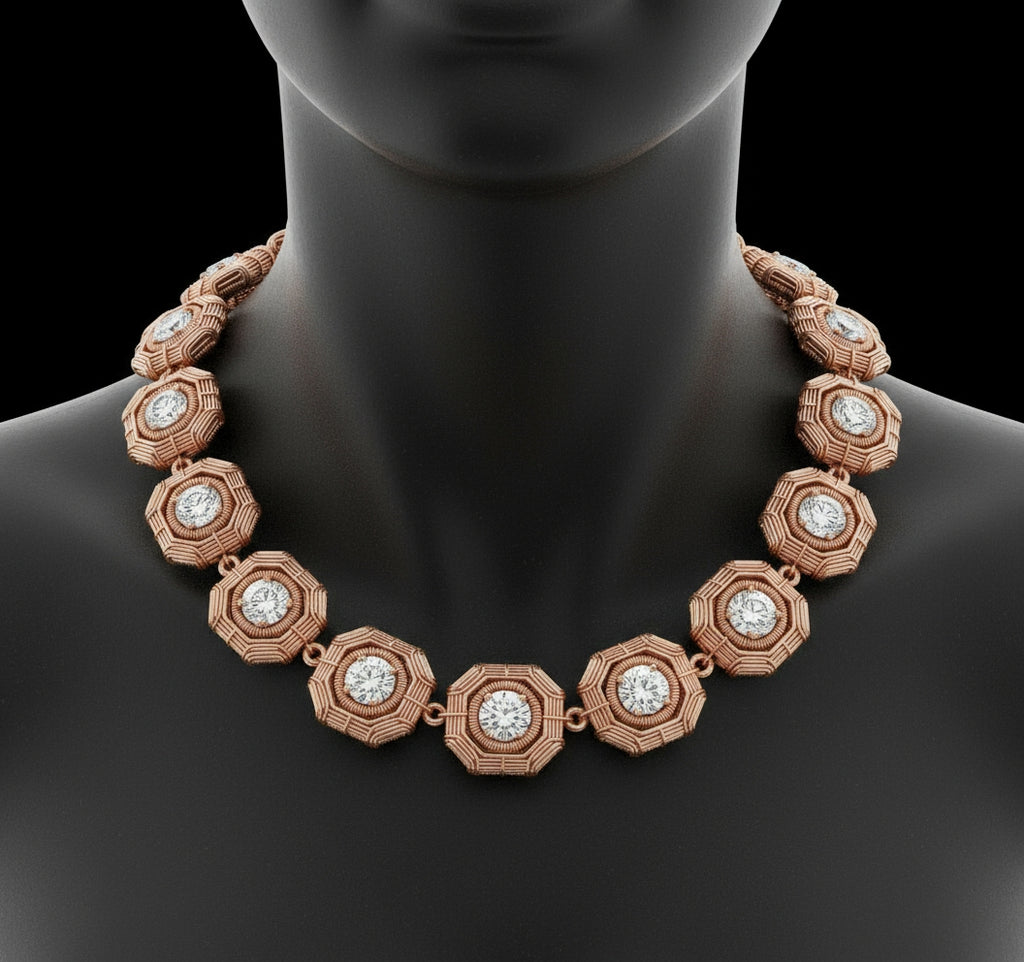 Copper Wire Wrapped Moissanite Tennis Chain Necklace