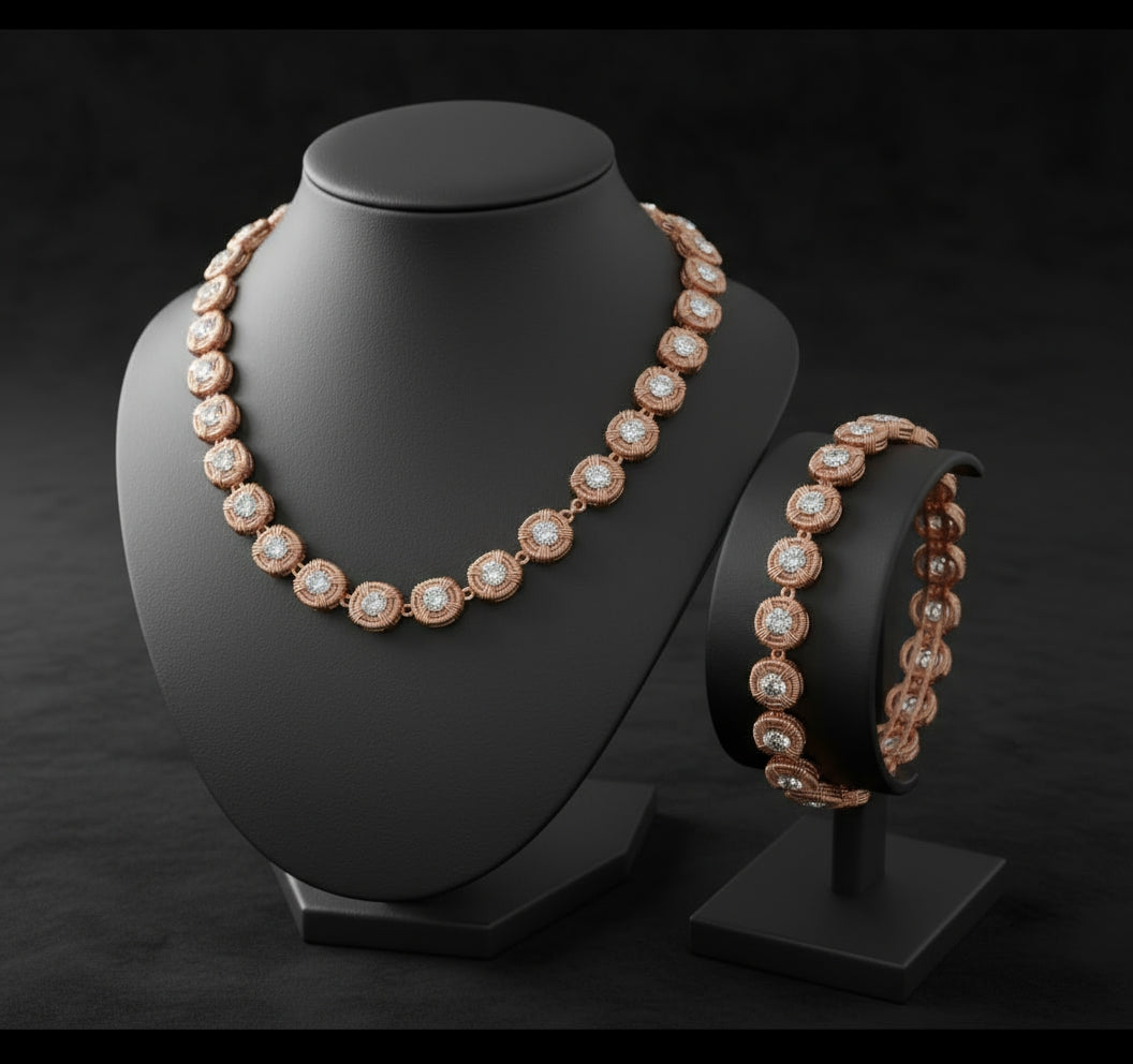 Copper Wire Wrapped Moissanite Tennis Chain Design #2