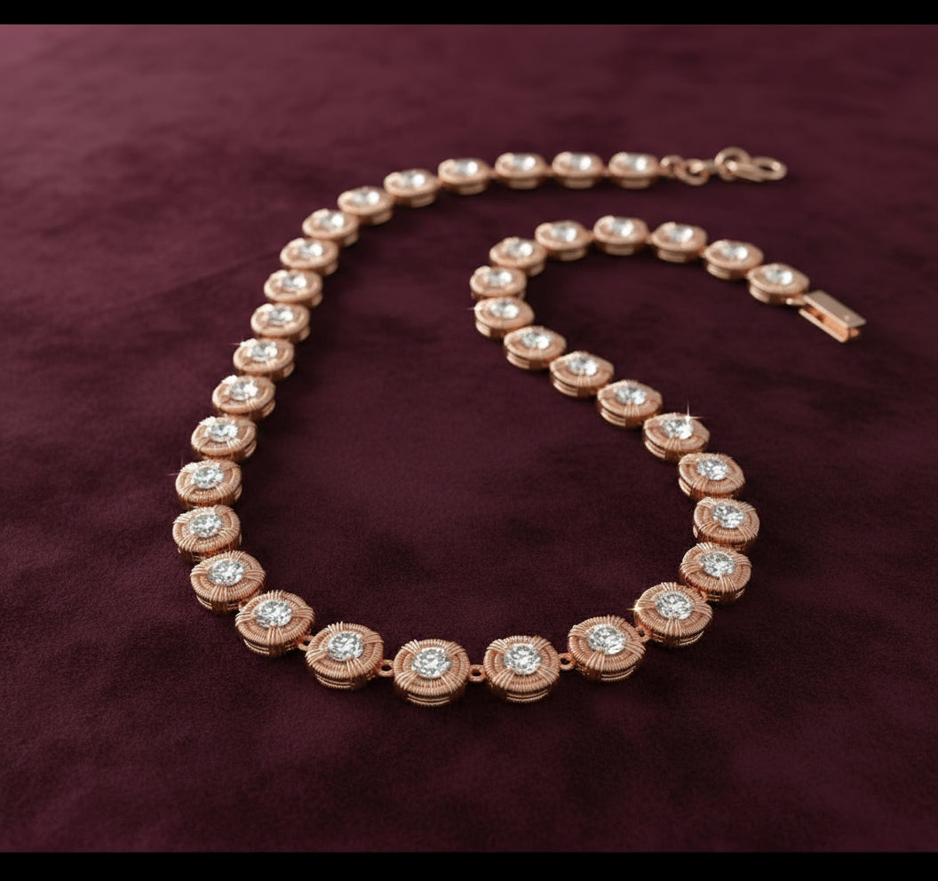 Copper Wire Wrapped Moissanite Tennis Chain Design #2