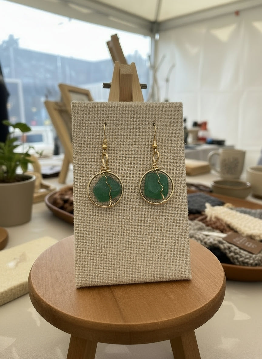 Wire wrapped gold non tarnishing small Crystal Earrings