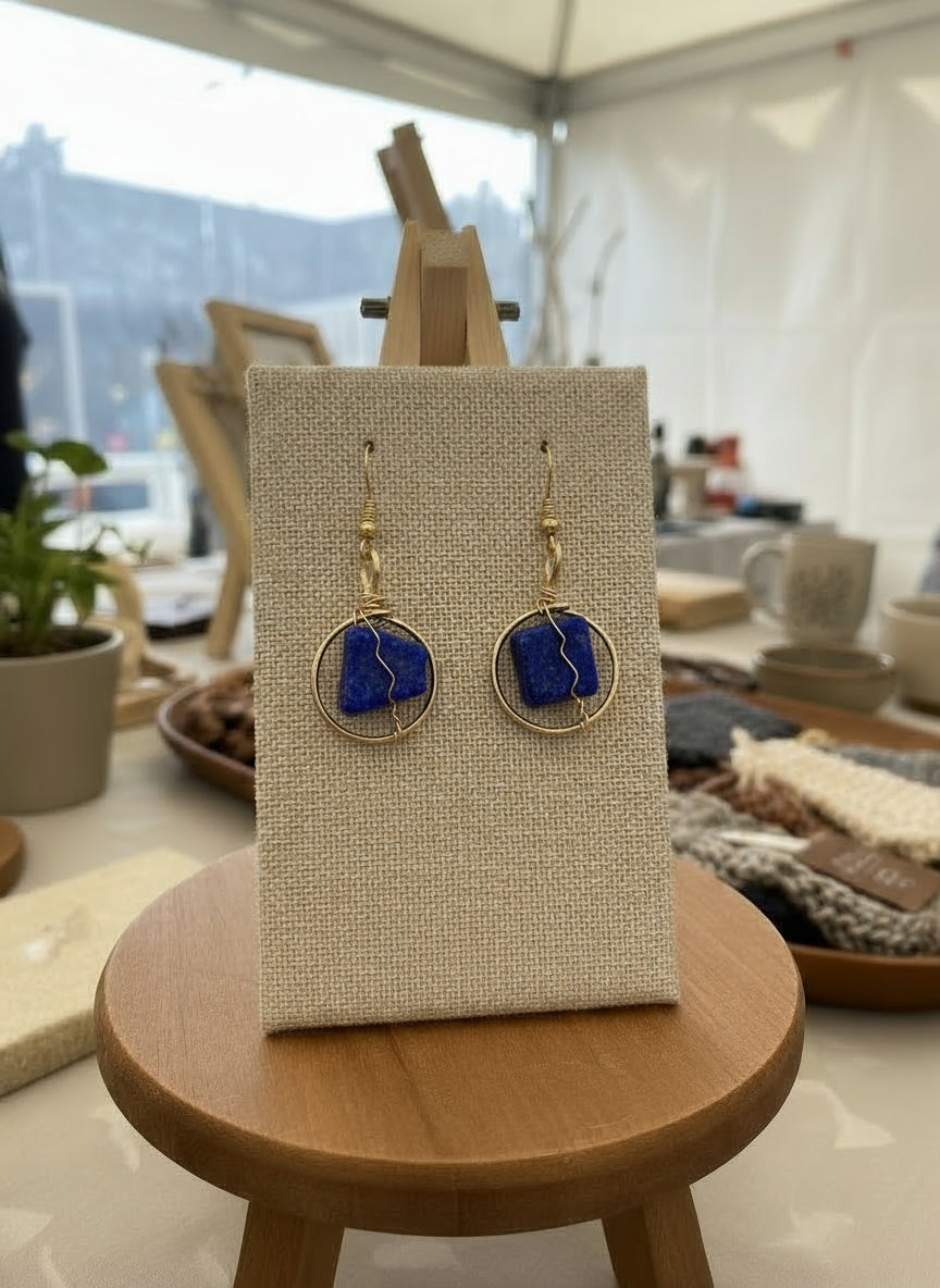 Wire wrapped gold non tarnishing small Crystal Earrings