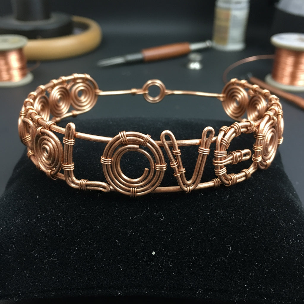Copper wire wrapped love choker Inspired By Lizzy Jeff