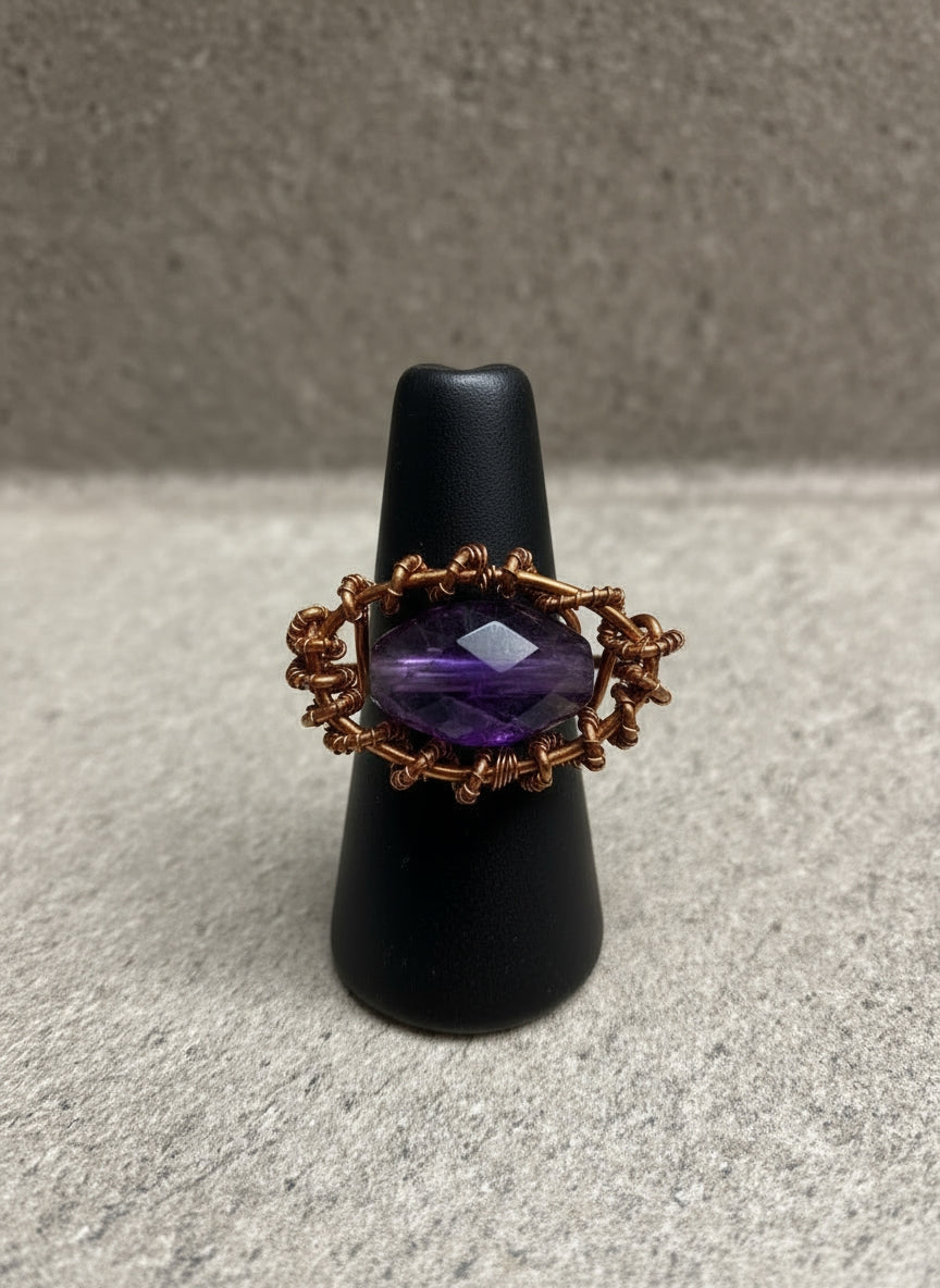 Custom copper wire wrapped eye ring design # 1