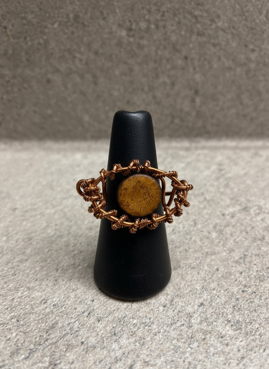 Custom copper wire wrapped eye ring design # 1