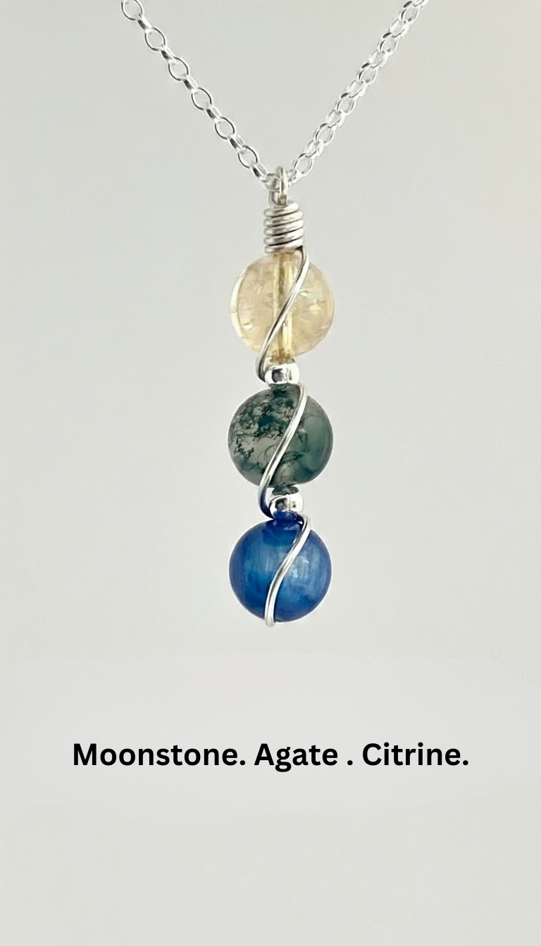 Sterling Silver Wire Wrapped Zodiac Stone Assistance Necklace