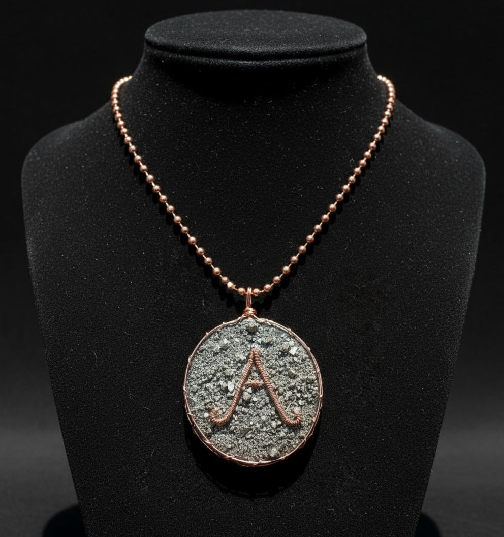 Wire Wrapped Agate/Pyrite Letter Pendant And Chain Set