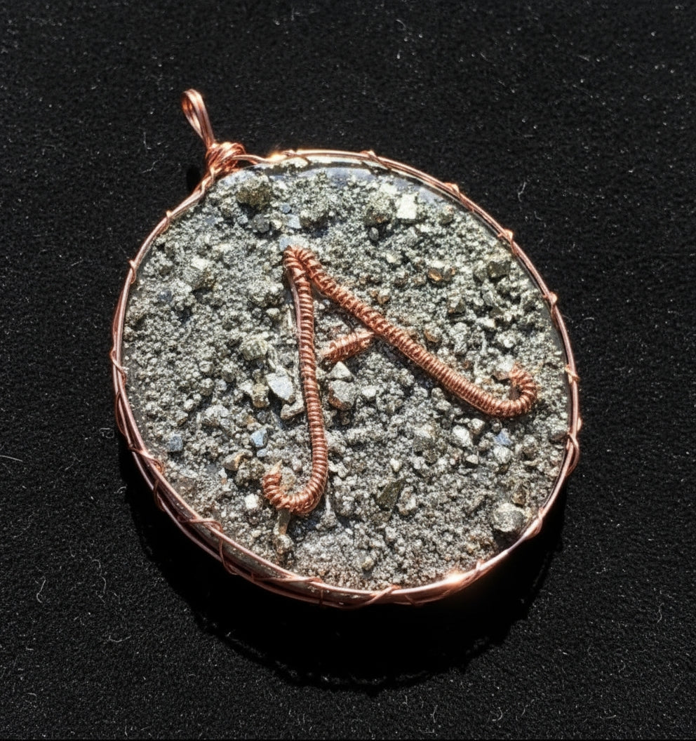 Wire Wrapped Agate/Pyrite Letter Pendant And Chain Set