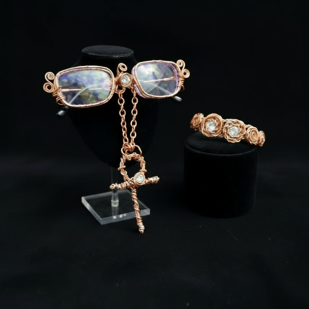 Iamevibez custom Copper Wire Wrapped Zinc And Moissanite Set