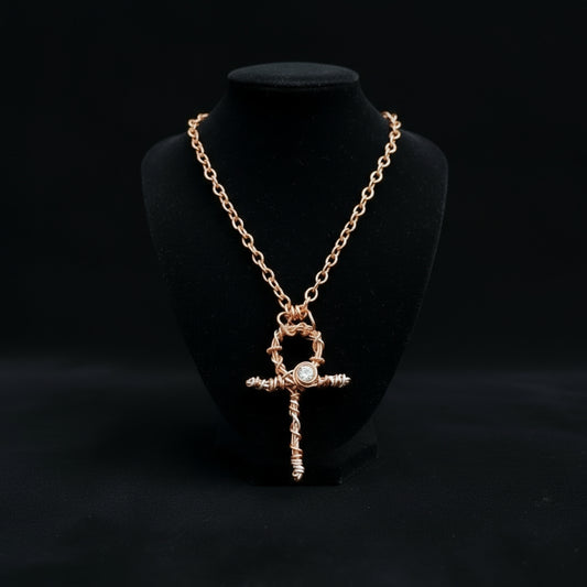 Iamevibez custom Wire Wrapped Zinc And Copper 3ct Moissanite Ankh Necklace