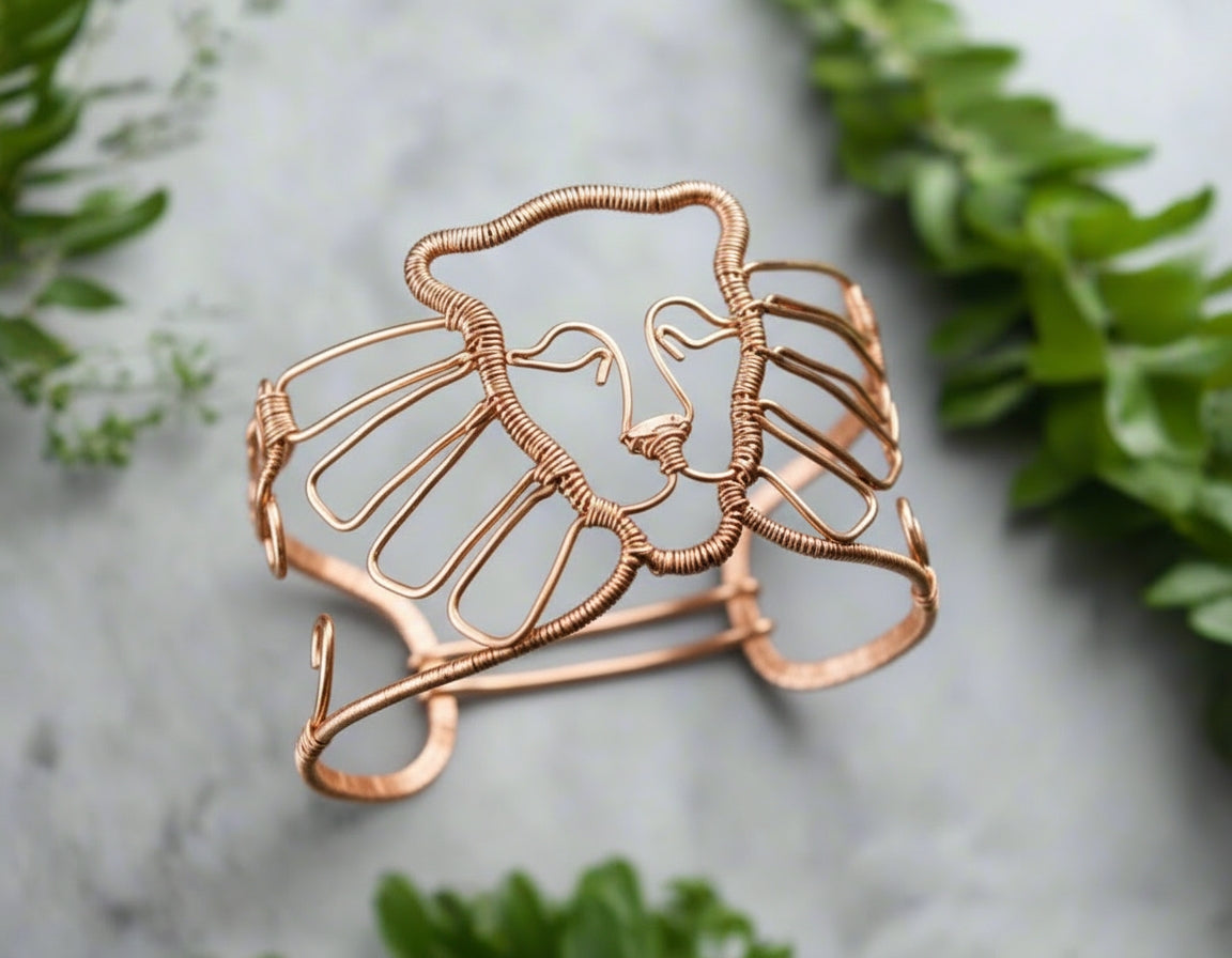 iamevibez Custom Pure Copper Wire Wrapped Lion/Lioness Bracelet