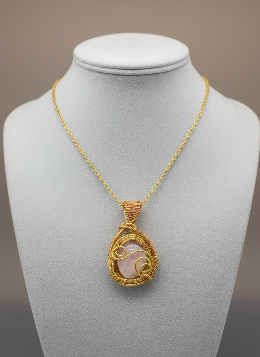 iamevibez Custom Brass Wire Wrapped Clear Quartz Pendant