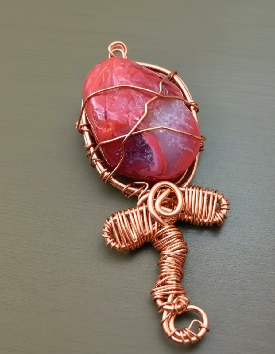iamevibez Wire Wrapped Copper/Carnelian Pendant
