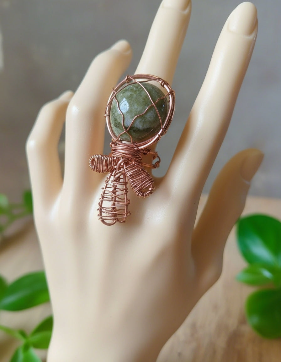 Vesuvianite Ankh Ring