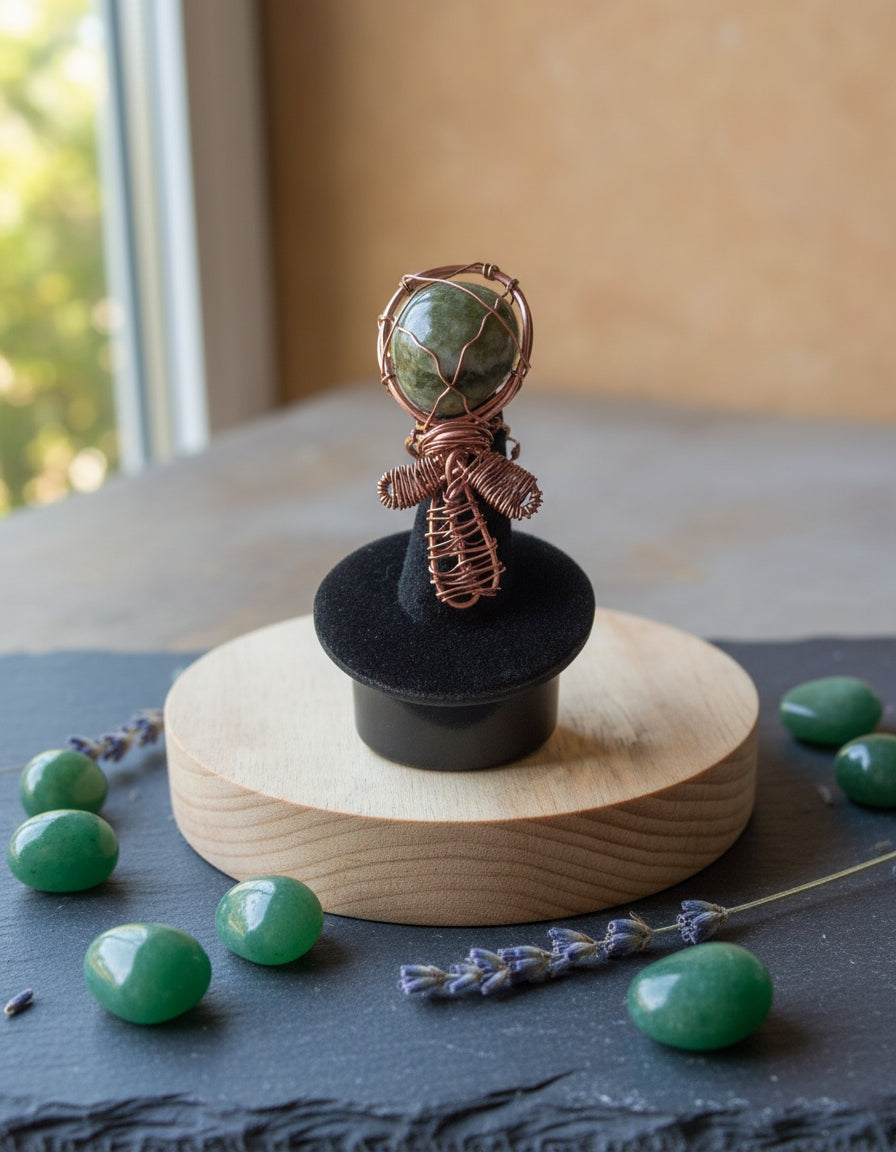 Vesuvianite Ankh Ring