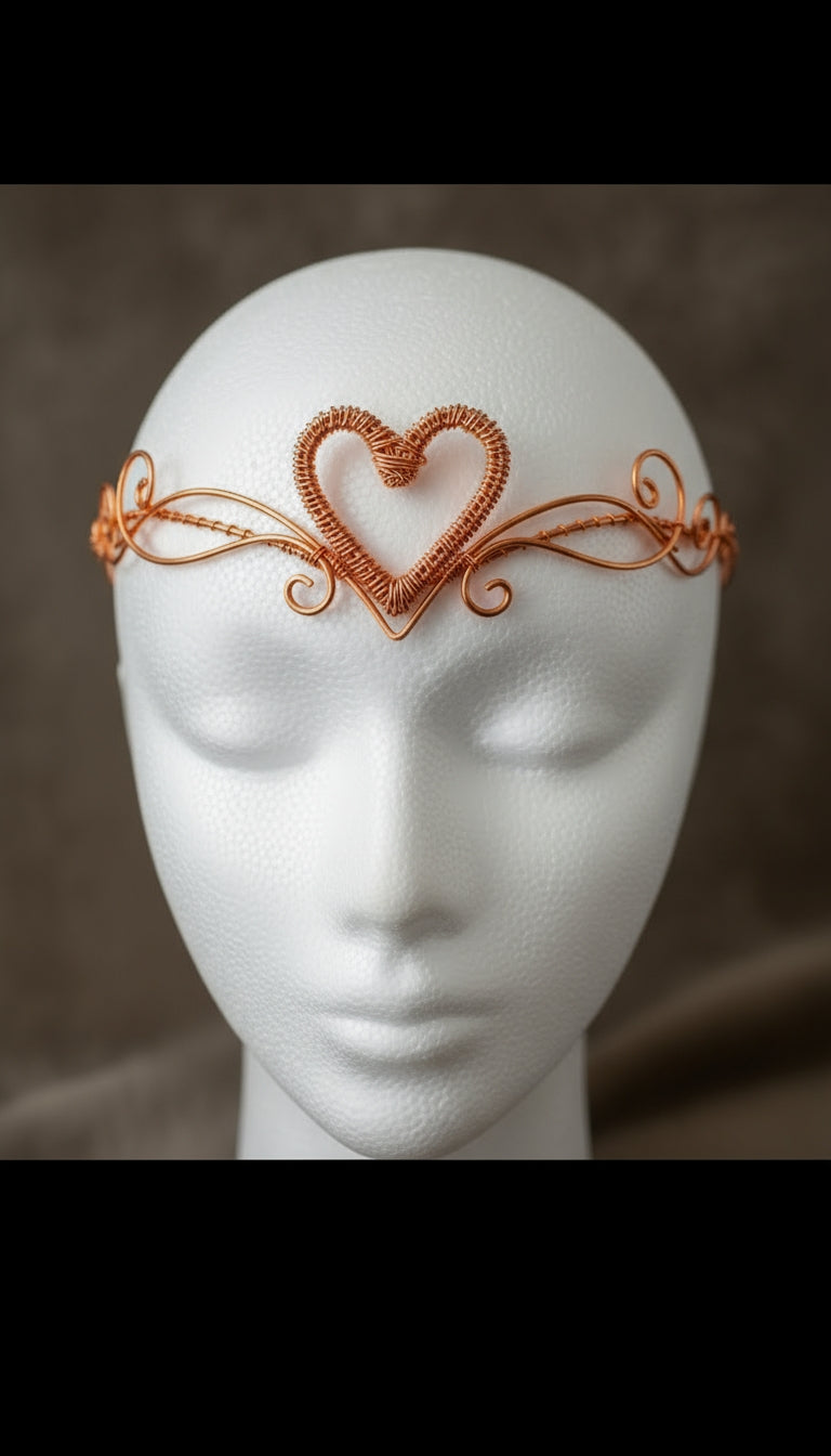 Copper Wire Wrapped Heart Crown
