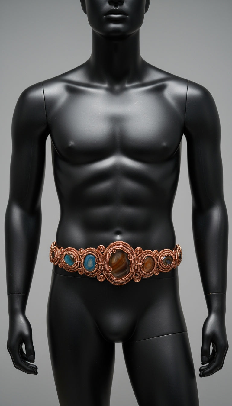 iamevibez Custom Wire Wrapped Agate Plate Belt Design # 3