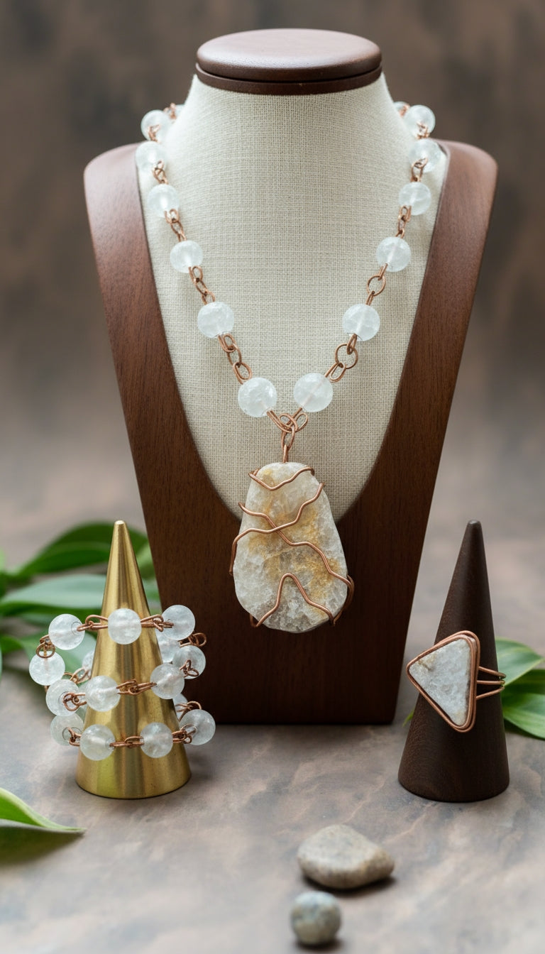 Yvng Gahd & iamevibez Custom  Wire Wrapped Quartzite Necklace, Ring, & Bracelet