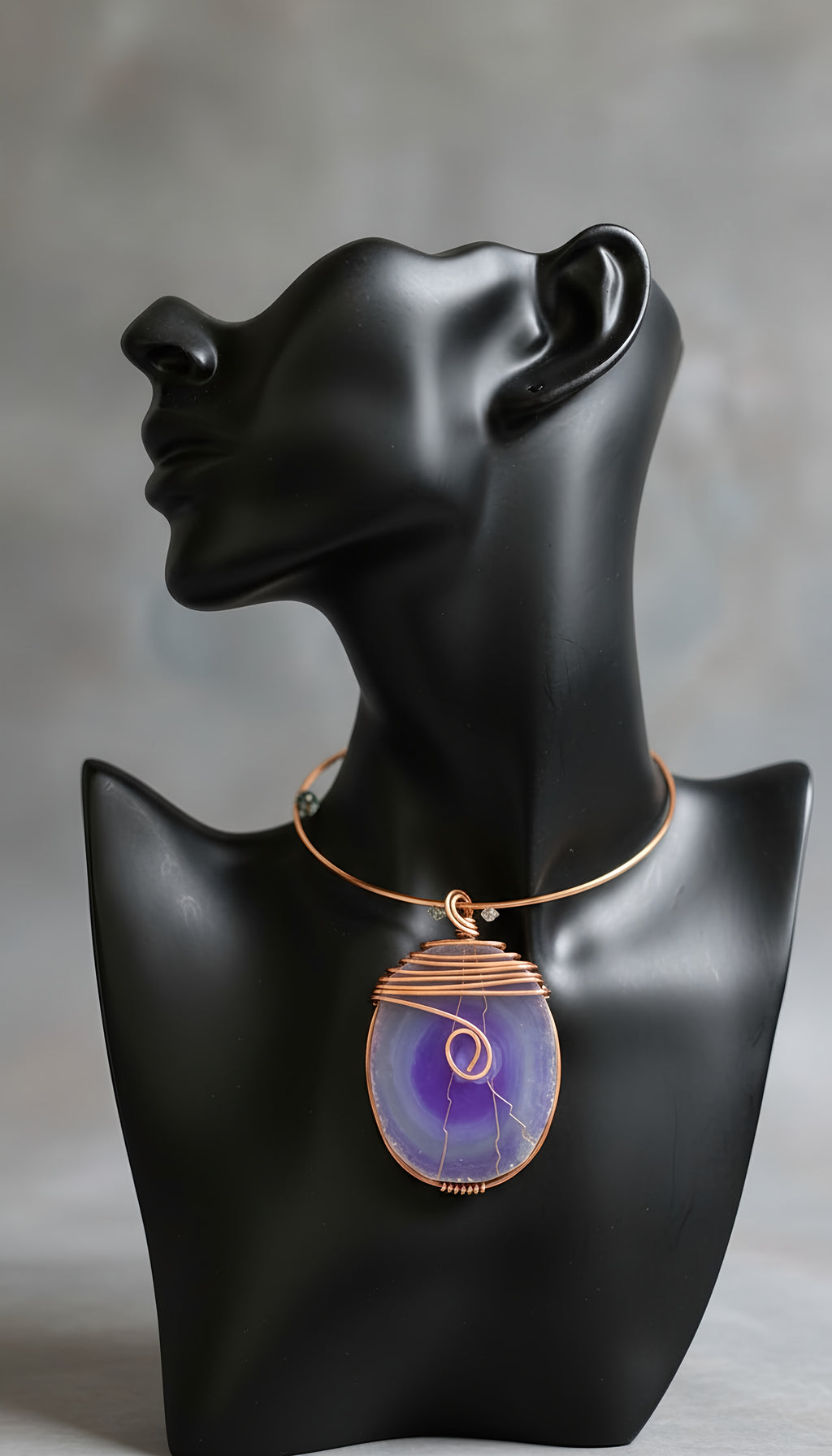 iamevibez Custom Copper Wire Wrapped Agate Plate Choker Necklace