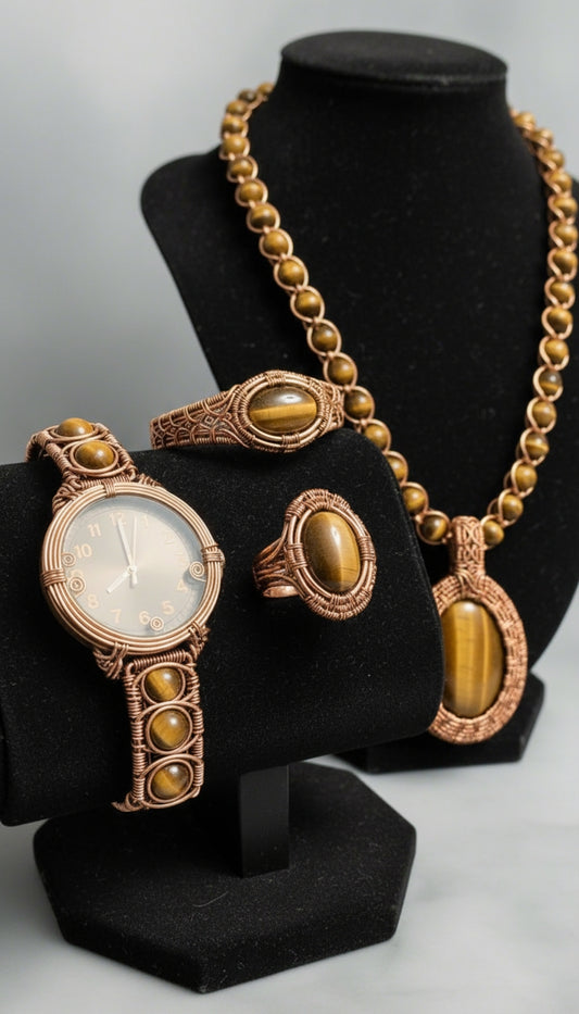 Wire Wrapped Tigers Eye Set
