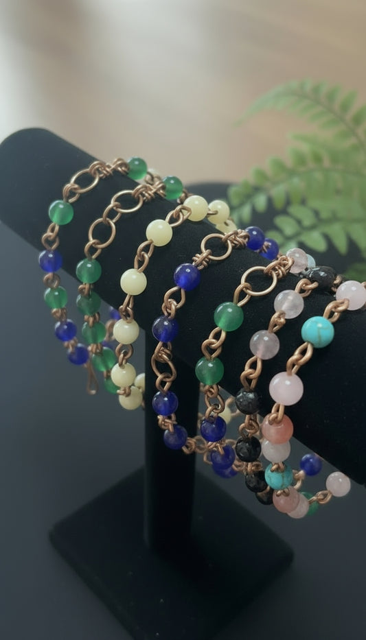 Copper 8 mm crystal bracelet
