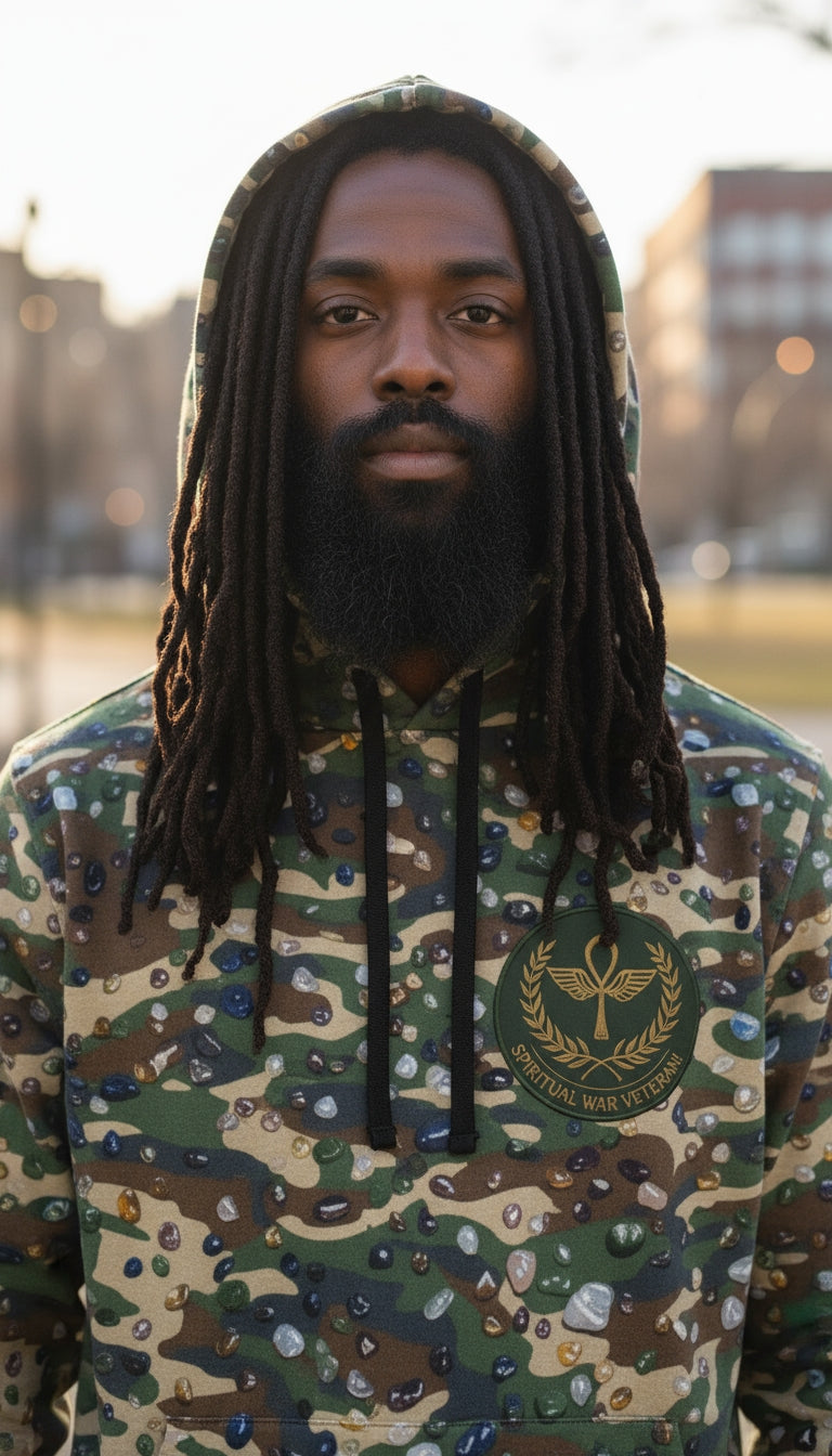 WKE WRLD Camo Print Athletic spiritual Veteran Hoodie, Trendy Fitness Sweatshirt, Perfect for Outdoor Adventures, Sporty Gift Idea, Activewear Upgrade