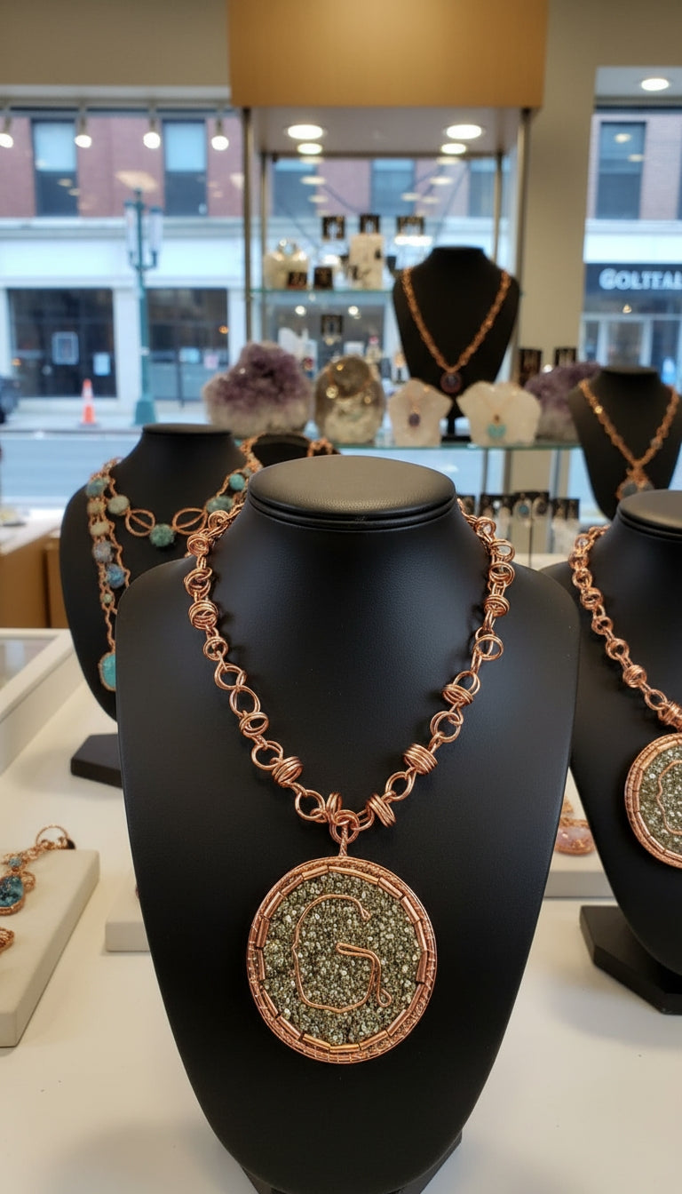 Wire Wrapped Pyrite Customized Letter Pendant And Chain Set