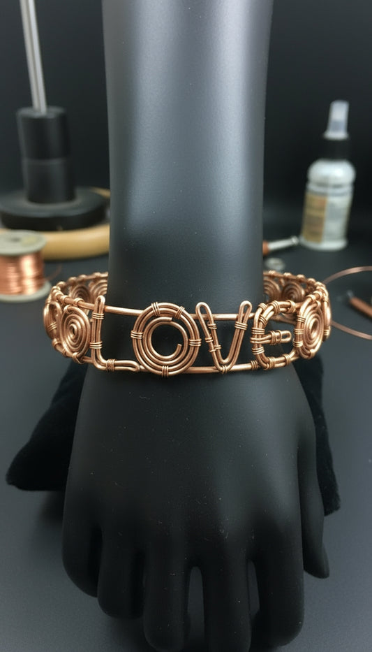 Copper Wire Wrapped Love Bracelet