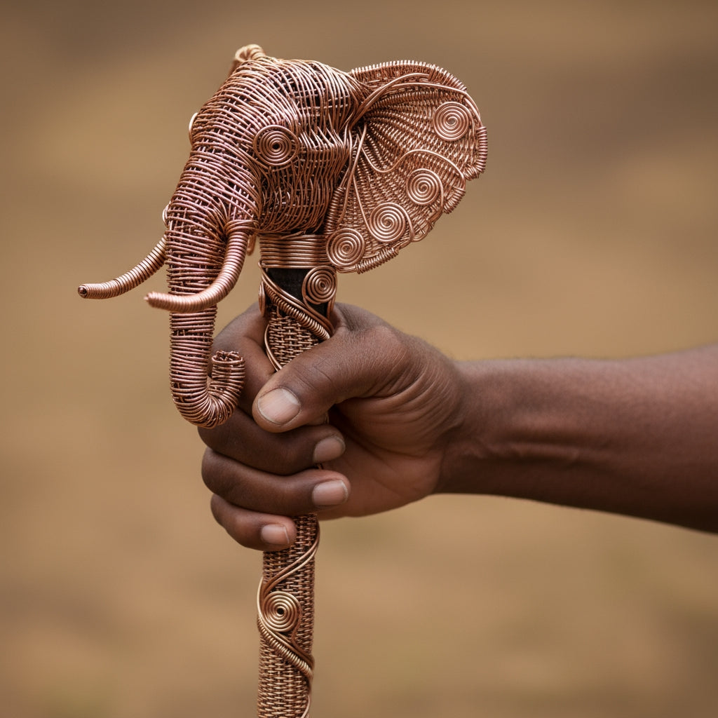 Custom Copper Wire Wrapped Elephant Cane