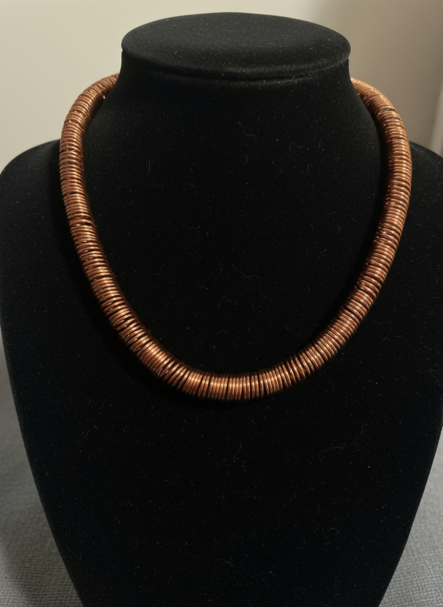 Chunky Copper Wire Wrapped Coiled Necklace