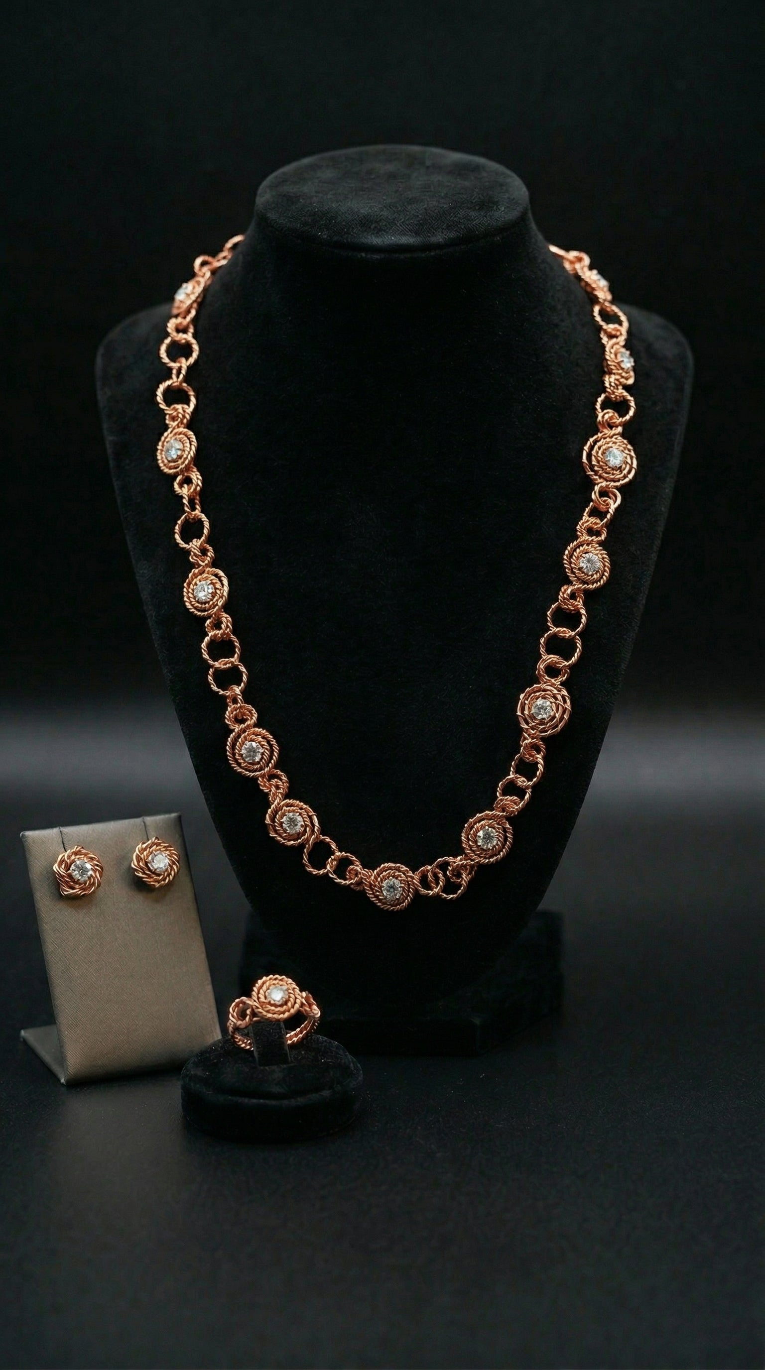 Pure Copper Wire Wrapped Moissanite Diamond Set